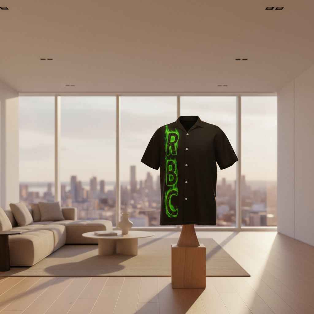 RealBud Camo Men's Hawaiian Shirt - Loose Fit Short Sleeve Button-Up with Pocket, Stretch Fabric - RealBud Camo