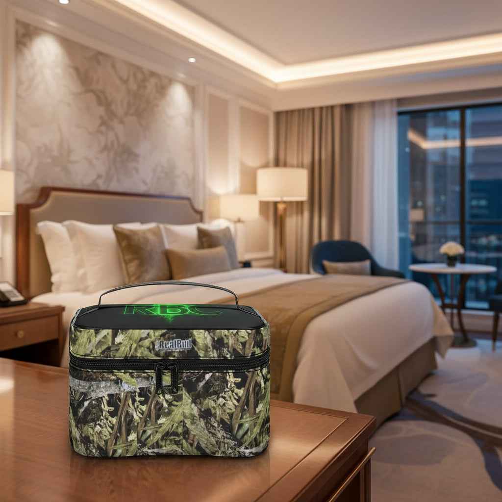 RealBud Camo Large Capacity Toiletry Organizer Bag with Dual Zipper and Hanging Hook