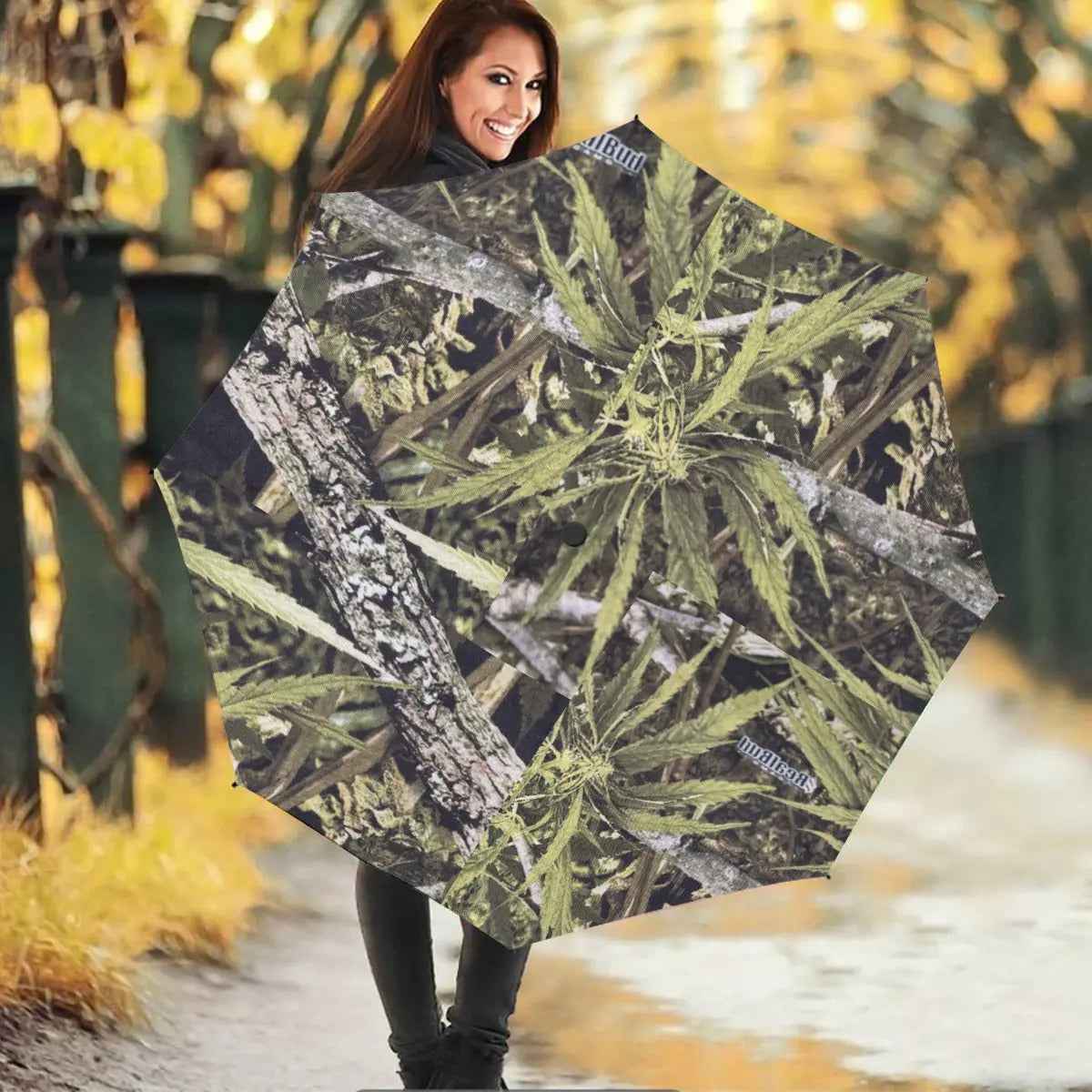 RealBud Camo Festival Umbrella - Windproof Waterproof Cannabis Design - RealBud Camo
